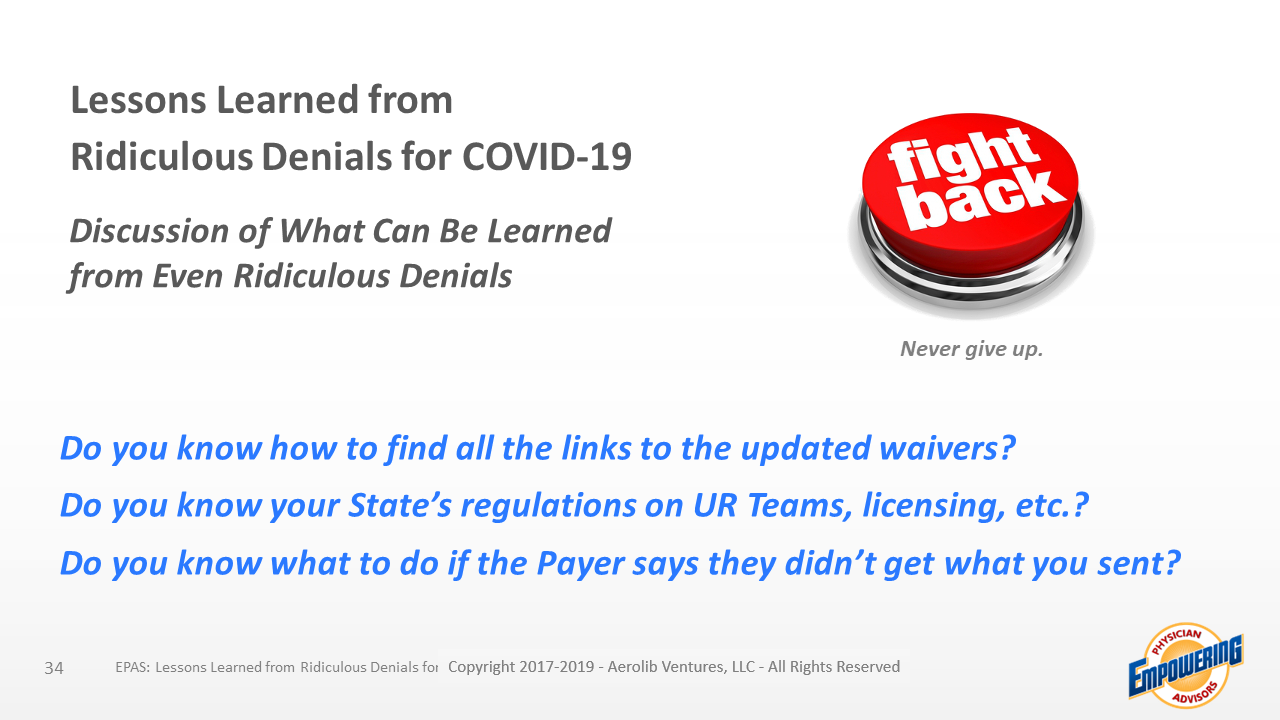 EPAS 092420 Lessons Learned from Ridiculous Denials for COVID‐19 Video