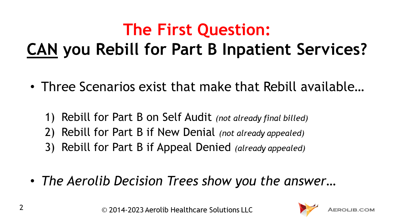 Medicare Inpatient Self Denial & Billing Part B Inpatient Services on 012X TOB